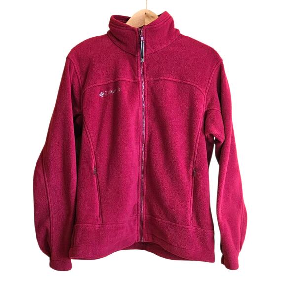Columbia Full Zip Fleece Jacket Zippered Pockets Pink Women's Large - Picture 1 of 8